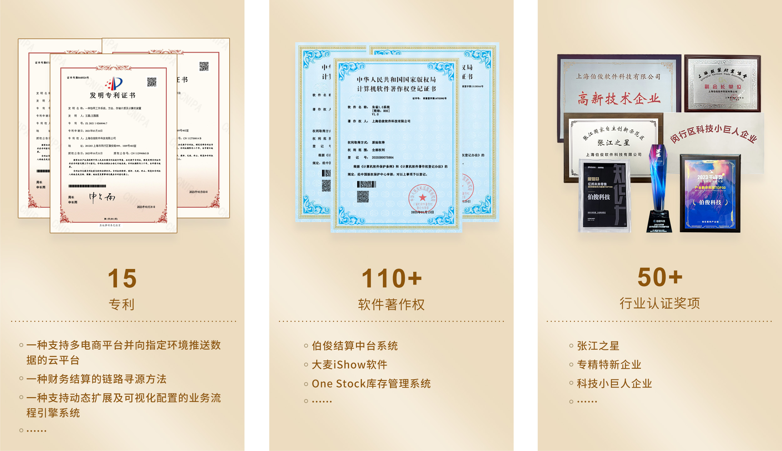 15項專利，110+軟件著作(zuò)權
